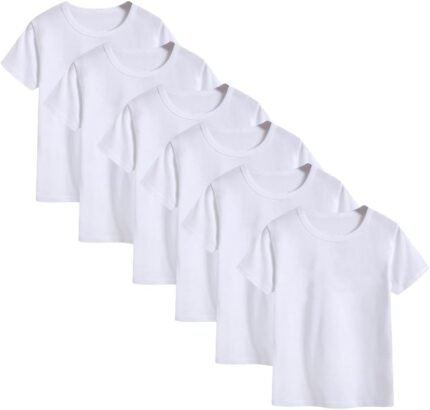 6-Pack Kids Cotton T-Shirts Short Sleeve Basic Tops for Toddlers Boys and Girls
