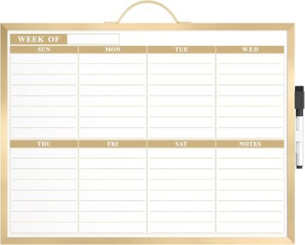 MaxGear Weekly Calendar Dry Erase Board for Wall, 16"x12" Double-Sided Magnetic Calendar White Board with Handle, Aluminum Alloy Frame Hanging Small Whiteboard for Office, Home, School
