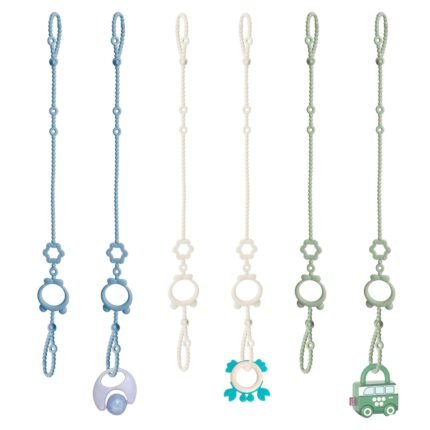 Toy Straps for Baby, 6pcs Adjustable Toy Holder for Stroller Accessories, Silicone Baby Tether Pacifier Clip, No Throw Baby Travel Essential Leash for High Chair, Car Seat, Baby Toy Clips