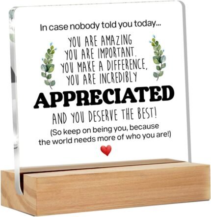 Inspirational Gift Ideas - Thank You Gifts for Women Men Friends - Appreciation Gifts for Coworker - Motivational Quote Clear Desk Sign Decor Home Office Desk Decor (4 x 4 Inches)