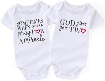 Pray for one gives two twins baby items must haves Girls boy infant Clothes Twin Baby Essentials newborn Bodysuits