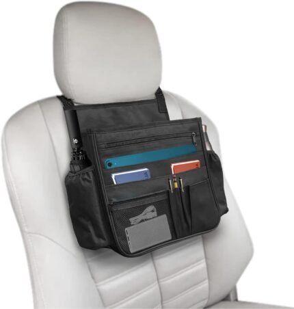 Car Backseat Organizer, Hanging Passenger Seat Storage Bag, Car Front Seat Organizer for Office Kids Suplly,Truck Cab Organizer with Separately Pokect for Laptop, Multiple Pockets, Cup Holders