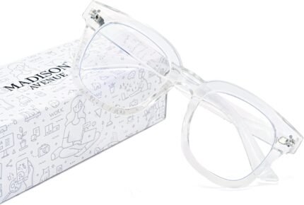 Madison Avenue Blue Light Blocking Glasses Oversized Fashion Blue Light Glasses for Women Anti Eyestrain & UV Protection Computer Eyeglasses (Clear)