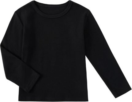 Boys Girls Long Sleeve T-Shirts Kids Soft Cotton Basic Layering Tee Tops Undershirts for 12M-14Yrs