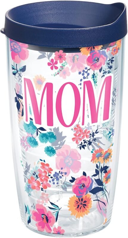 Tervis Made in USA Double Walled Dainty Floral Mother's Day Insulated Tumbler Cup Keeps Drinks Cold & Hot, 16oz, Mom