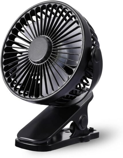 Portable Clip on Fan, Rechargeable USB Desk Fans, Stroller Fan With TYPE-C Port 360° Rotatable Personal Small Mini Table Fan for Home Office Car Seat Crib Camping (Clip on Fan-black)