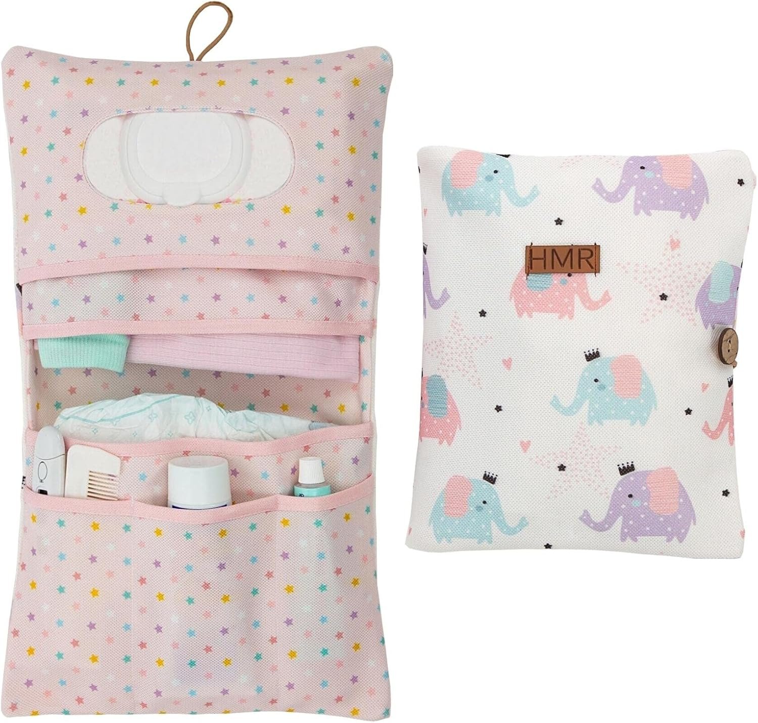 HAMUR Baby Diaper Bag Organizer – Travel-Friendly, Compact & Foldable | Stroller Pouch for Newborn Essentials – Must-Have for Boys & Girls (Elephant)