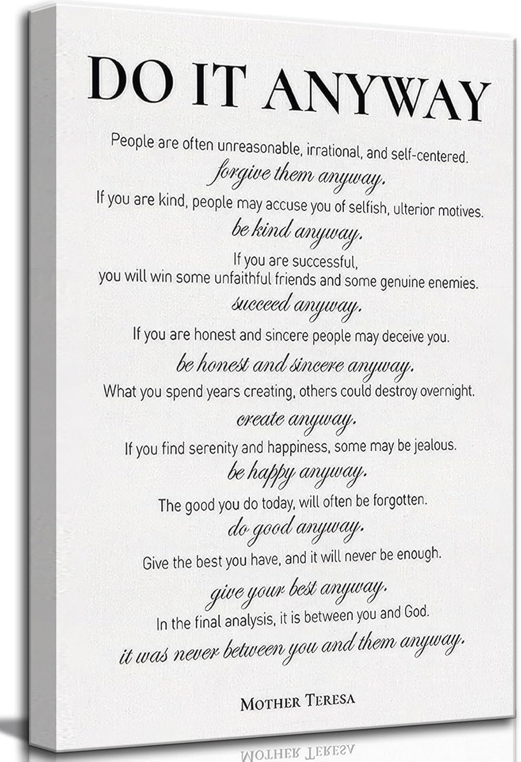 Inspirational Office Canvas Wall Art Inspiring Motivational Quotes Do It Anyway Quote Picture Wall Decor Poster Print Artwork for Living Room Bedroom School Home Decoration