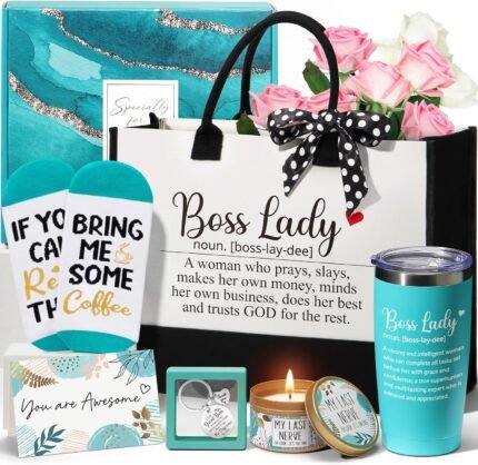 MAYICIVO Boss Gifts for Women Her, Best Gifts for Boss Lady Woman Female, Funny Boss Appreciation Gift Thank You Birthday Farewell Mothers Day Office Gift for Coworker w/ 20Oz Tumbler Canvas Tote Bag