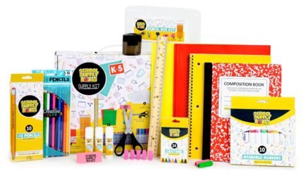 Back to School Supply Box - Grades K-5 Back to School Supplies - 32 Piece Kit with Handled Box