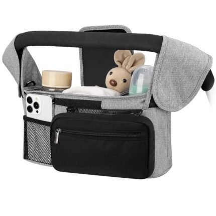 Accmor Universal Stroller Organizer with Insulated Cup Holder Detachable Phone Bag and Shoulder Strap,Stroller Bag Caddy Organizer Fits for Uppababy, Baby Jogger, Britax Strollers