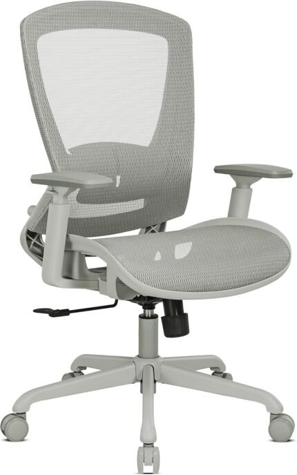 Mesh Office Chair,Ergonomic Computer Desk Chair,Sturdy Task Chair- Adjustable Lumbar Support & Armrests,Tilt Function,Comfort Wide Seat,Swivel Home Office Chair (All Grey)