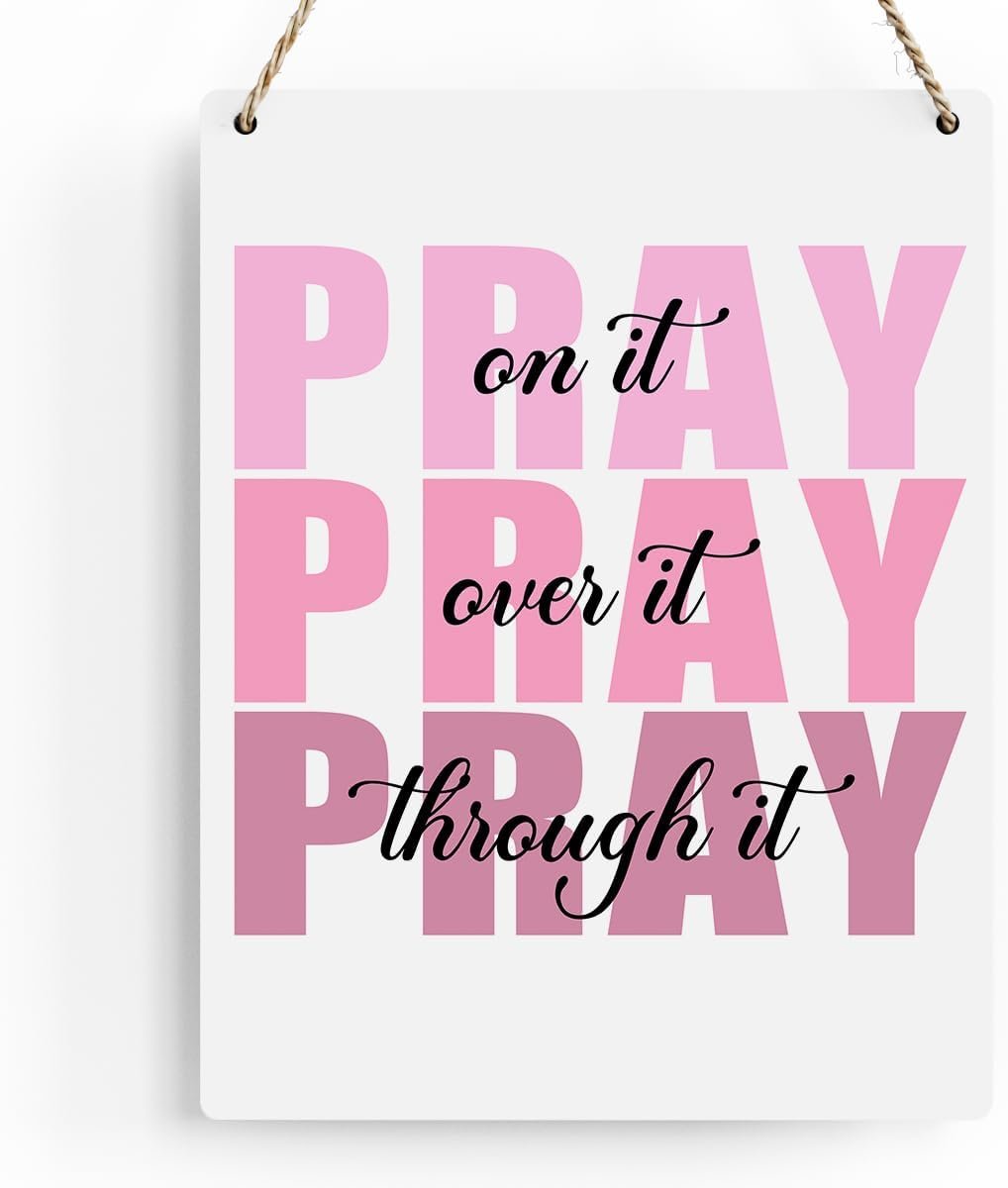 Pink Wall Decor Bible Verse Wall Art Christian Gifts for Women Room Decor for Women Girls Room Decoration Office Wall Decoration for Woman Bedroom Decor for Teen Girls Inspirational Decoration Pray Over It Wall Art
