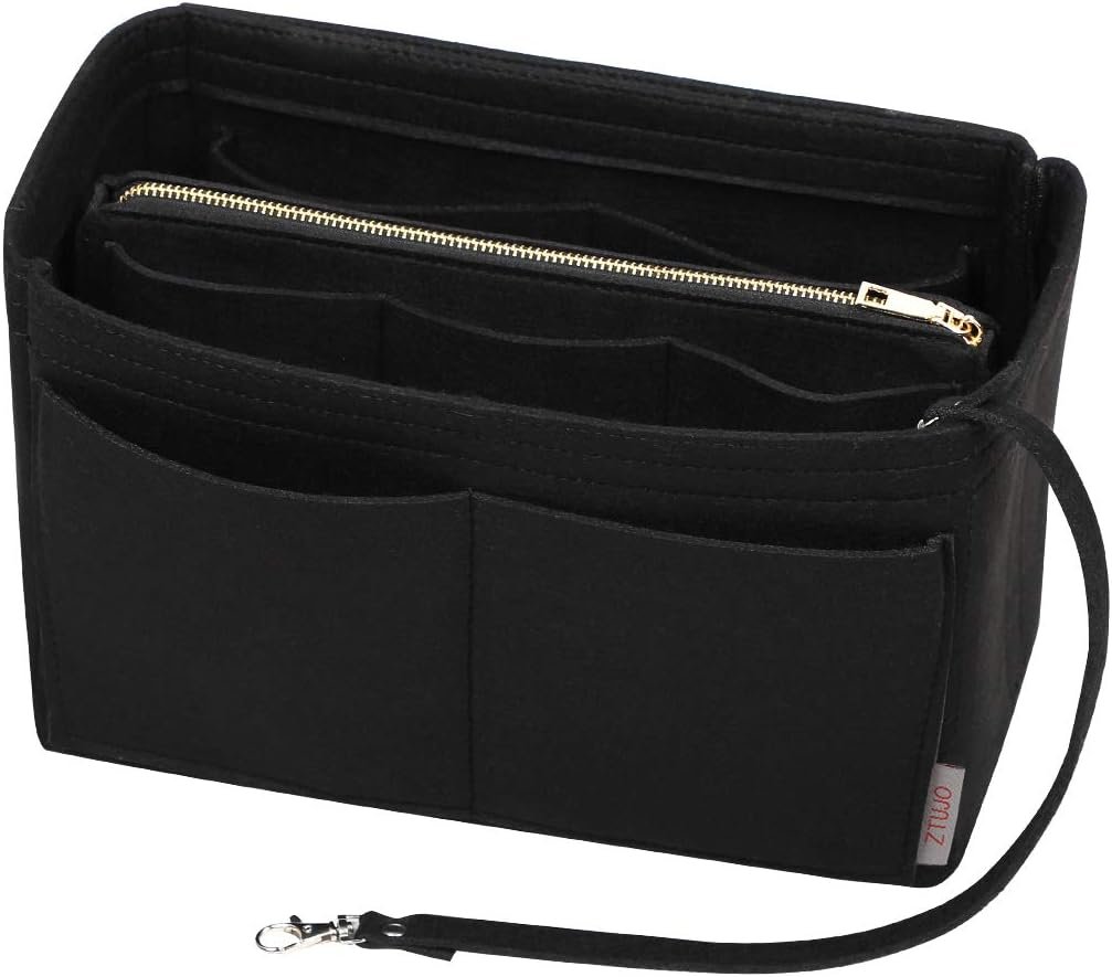 ZTUJO Purse Organizer Insert, Felt Bag Organizer with Metal Zipper, Handbag & Tote Shaper, For Speedy Neverfull Tote, 7 Sizes