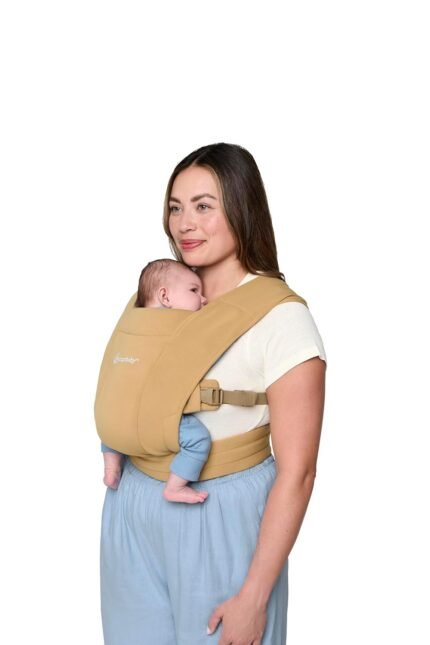 Ergobaby Embrace Cozy Newborn Baby Wrap Carrier (7-25 Pounds), Ponte Knit, Camel