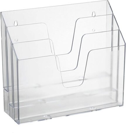 Acrimet Horizontal Triple File Folder Holder Organizer (Clear Crystal Color)