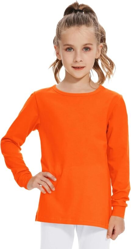 3T 4T 5T to 12 Years Girls Long Sleeve Shirts Kids Cotton T-Shirt Toddler Basic Crew Neck Top