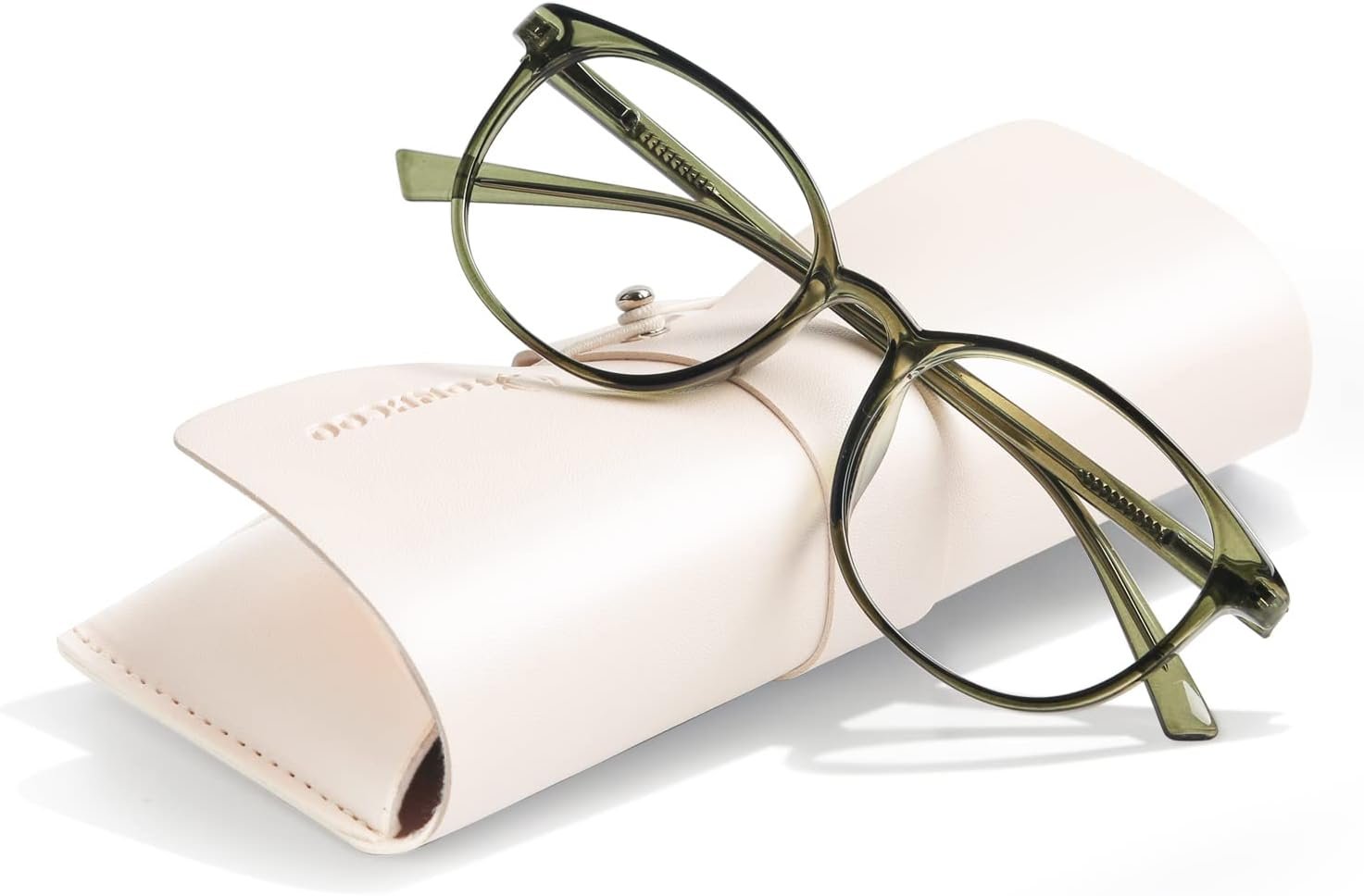 FONHCOO Blue Light Blocking Glasses Women Men Computer Eyeglasses,TR90 Fashion Round Transparent Anti Blue Light Glasses with Anti Eyestrain & UV Glare for Gaming & Reading (Green)