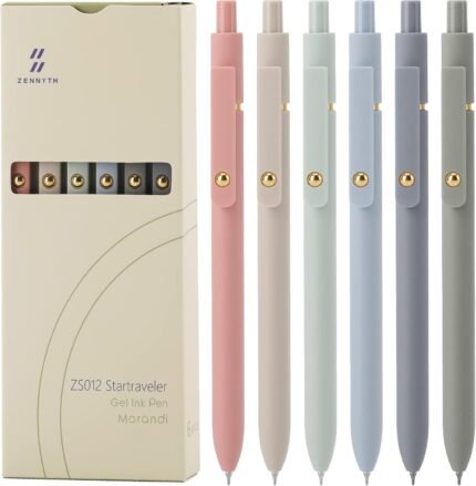 Ddaowanx Gel Pens, 6 Pcs 0.5mm Quick Dry Black Ink Pens Fine Point Smooth Writing Pens, Cute Office School Supplies Gifts for Women
