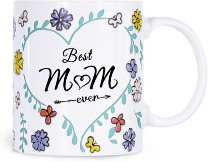 Gifts for Best Mom Ever Mug 11Oz Birthday Gift for Mom Mothers Day Gifts from Daughter Son, Hand-painted 3D Flower Moms Cup,Microwave & Dishwasher Safe Coffee Mug for Mothers Day Christmas Gift