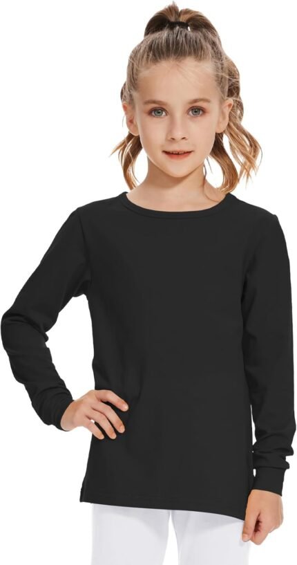 3T 4T 5T to 12 Years Girls Long Sleeve Shirts Kids Cotton T-Shirt Toddler Basic Crew Neck Top