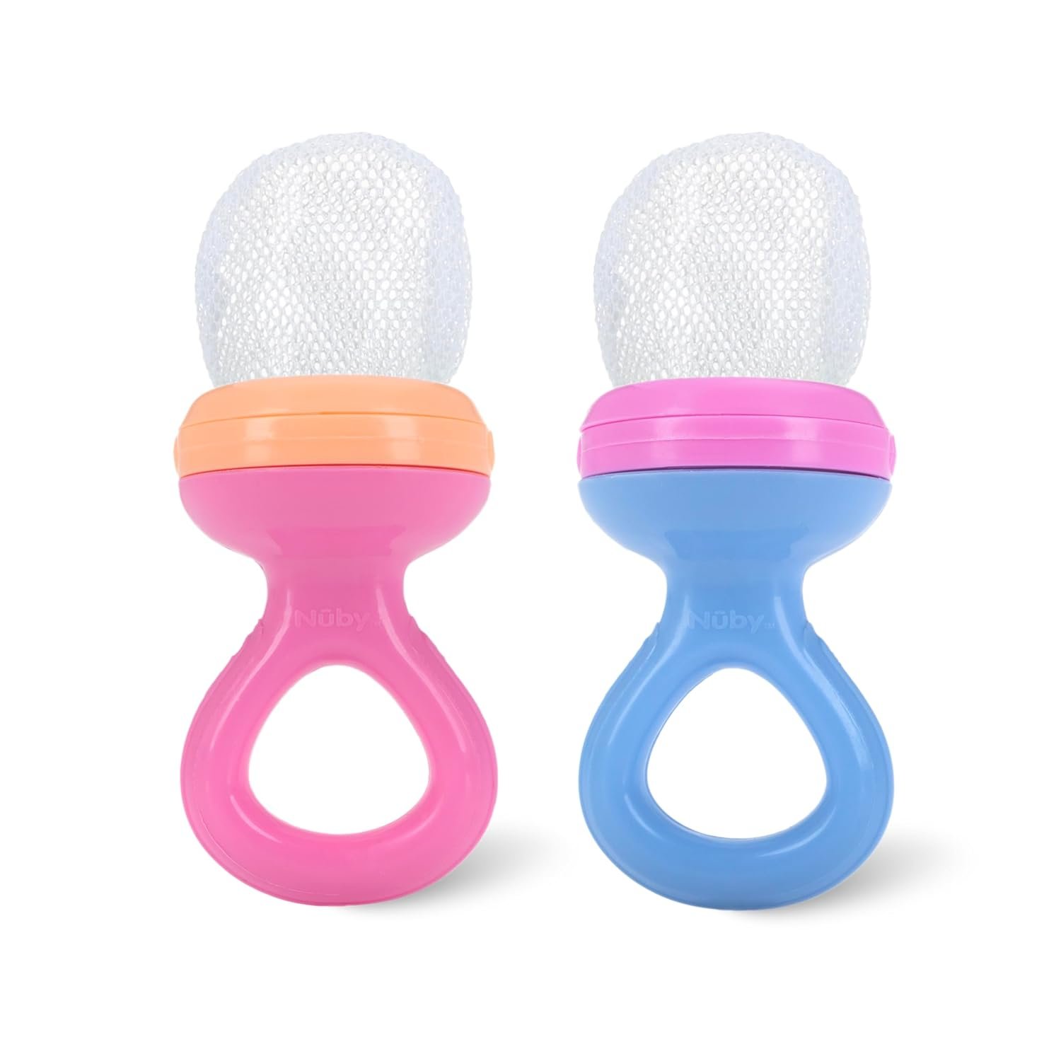 Nuby Nibbler Mesh First Soft Foods Feeder, 2pk, Pink & Purple