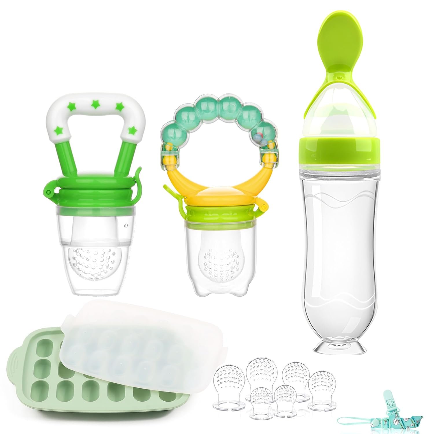 Baby Fruit Feeder & Baby Breastmilk Popsicle Molds-WAJIAYON Silicone Babies Food Freezer Tray Storage Containers, Infant Food Pacifier Feeder and Teether Infant Teething Toys
