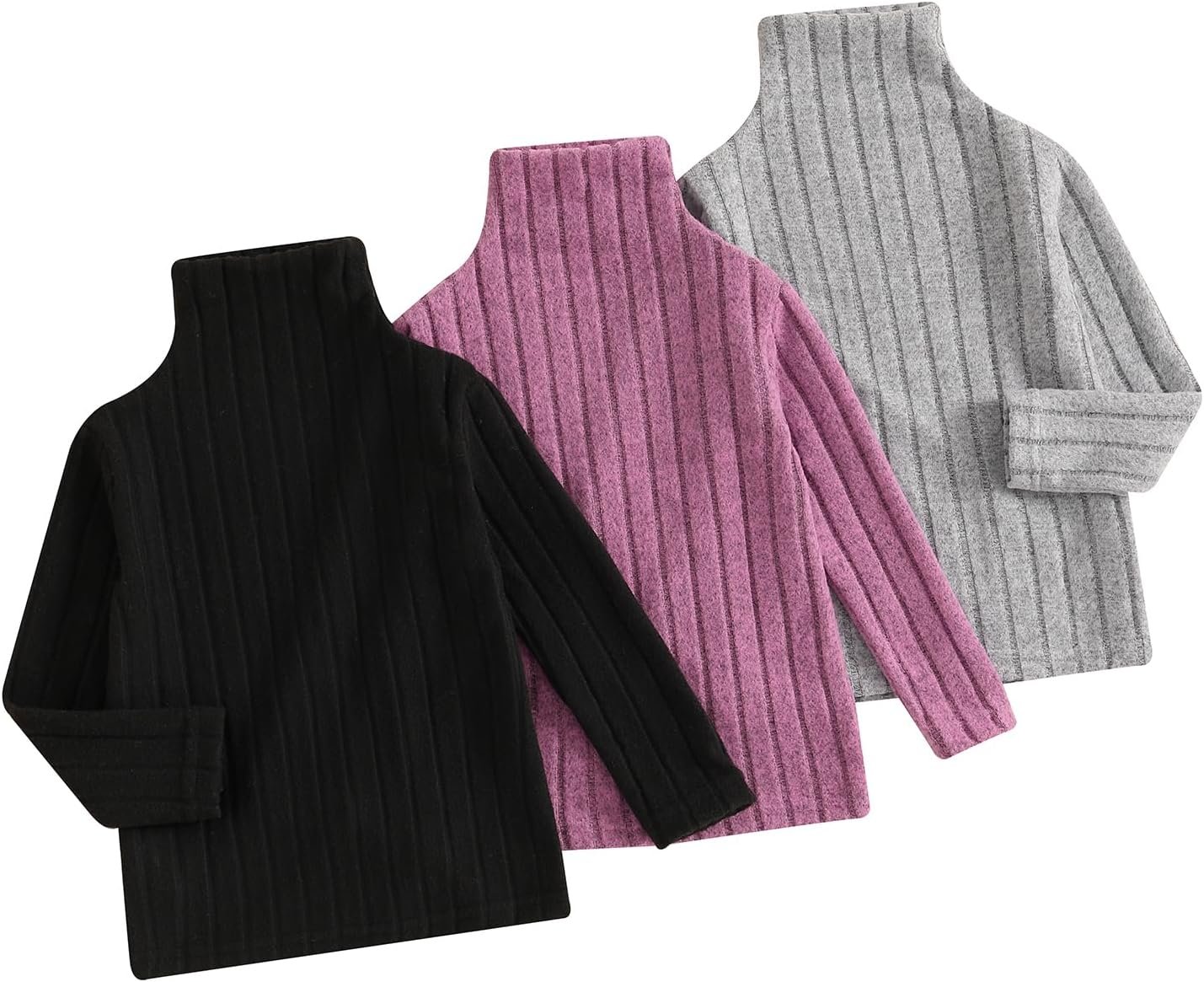 Girls Casual Tops Long Sleeve Turtleneck T-Shirt Basic Solid Color Blouse Outfit for Toddler Baby Girl 1-8 Years