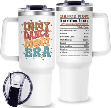 Dance Mom Tumbler with Handle,Dance Mom Gifts for Women - 40 oz Dancer Moms Cups Tumbler with Lid and Straw - Funny Moms Gifts for Mothers Day,Dancer Team Mothers Gift for Birthday Christmas