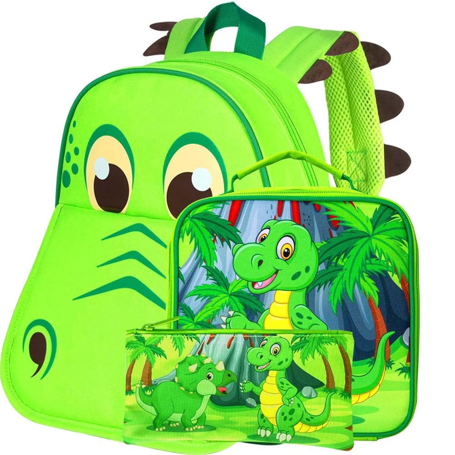 gxtvo Toddler Backpack for Boys, Dinosaur Kids Preschool Bookbag and Lunch Box, 12" Cute Cartoon Animal Schoolbag
