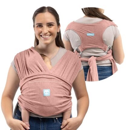 Cuddlebug CuddleCarry™ Hybrid Baby Wrap Carrier Light Easy Wear Infant Carrier, Front Carry, Adjustable Baby Wearing Wrap Newborn - Toddler, Stretchy Ergonomic Hands-Free Design, 0-36m (8-35 lbs) Pink