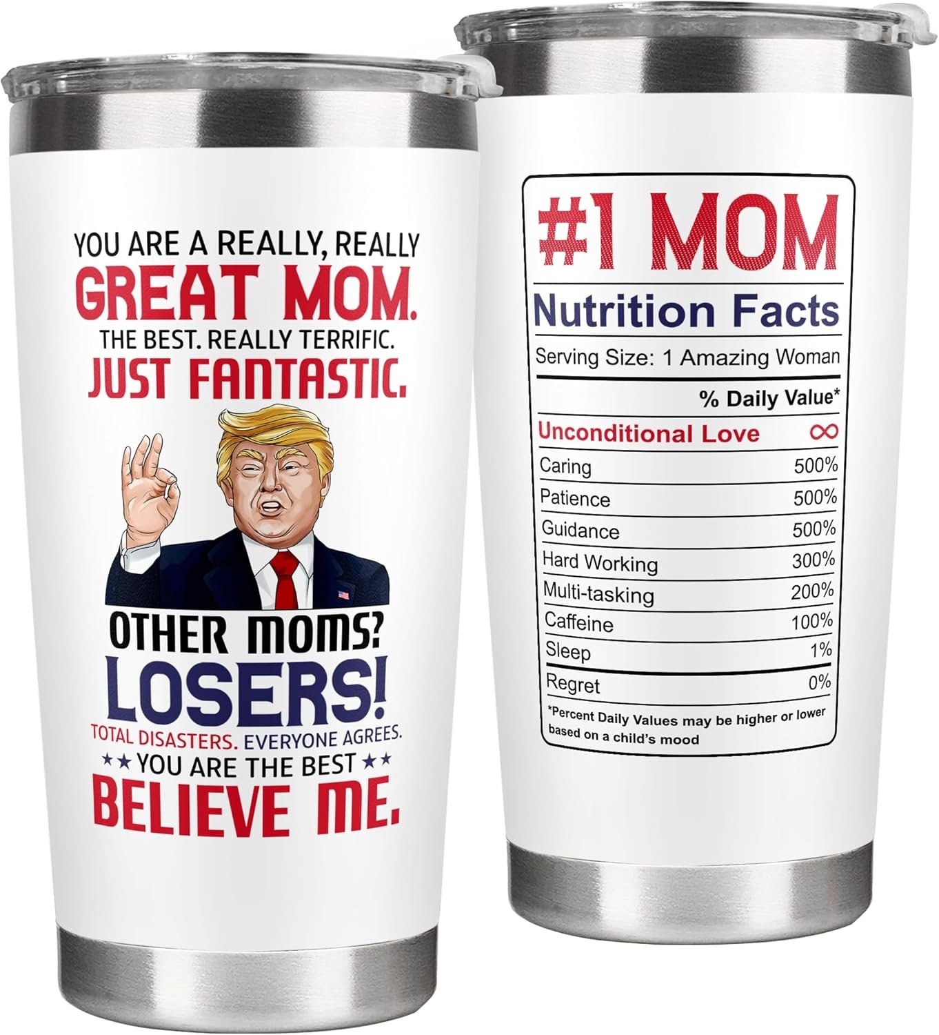 Gifts for Mom from Daughter Son - Mothers Day Gifts for Mom Wife - Birthday, Christmas Gift Ideas for Moms - Gift for Mama, Moms, Mother from Kids - 20 Oz Stainless Steel White Tumbler