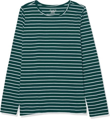 The Children's Place Girls' Long Sleeve Striped Basic Layering Tee