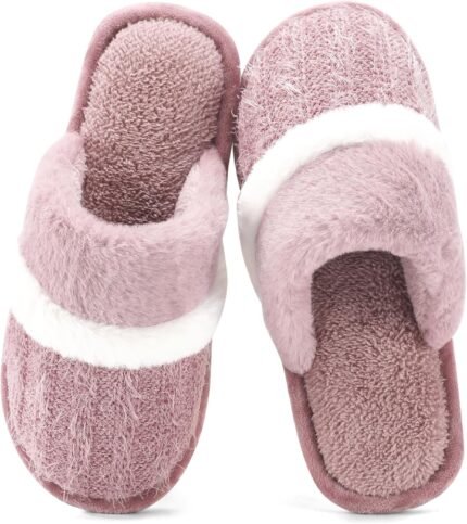 Cozy Slippers for Women Indoor and Outdoor Fuzzy House Shoes with Memory Foam Anti-Skid Sole Gifts for Women Mom Ladies