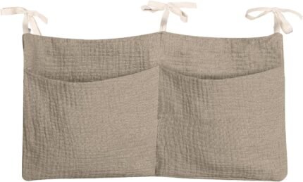 Dormitory Bed-Bunk Organizing Bag Nappy-bags Organizer Bedside Hanging Bags Milk Bottle Bib-Storage Bag Crib Organizer Bag Baby Nappy-Bag cotton (khaki)