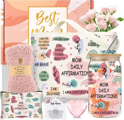 Mom Christmas Gifts Ideas for Women, Best Mom Ever Gifts with Mom Necklace, Birthday Gifts for Bonus Mom from Daughter Son, Canvas Tote Bag for Mother