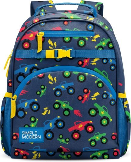 Simple Modern Medium Toddler Backpack for School Girls and Boys | Kindergarten Elementary Kids Backpack | Fletcher Collection | Kids - 15" tall | Monster Truck Rally